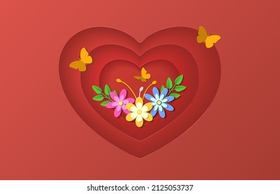 When there is love in the soul, flowers bloom in the heart and butterflies fly. paper graphics