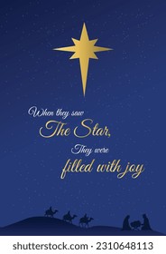 When they saw the Star, Christmas, Birth of Jesus Poster, Backdrop Vector Design