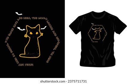 Cuando las brujas van a montar, y se ven gatos negros, la luna ríe y susurra, cerca de Halloween, famosa cita el diseño de camisetas editable plantilla