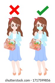 When you go to shopping at supermarket you should wear a mask to protect corona virus