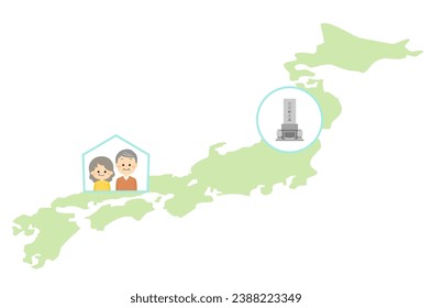 Where the elderly couple lives and where the grave is located