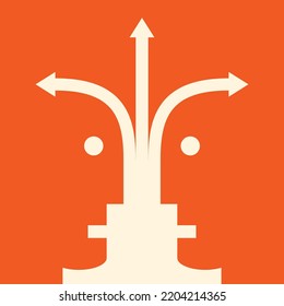 where we should go, two heads outlined by arrows