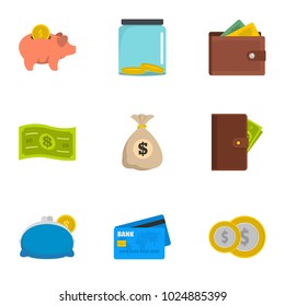 Wherewithal icons set. Flat set of 9 wherewithal vector icons for web isolated on white background