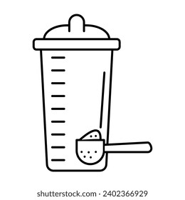 Whey cup proteins icon. Simple line, flat trendy style illustration on white background..eps