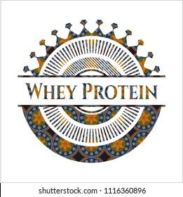 Whey Protein arabesque emblem. arabic decoration.