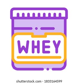 Whey Protein Container Sport Vector Thin Line Icon. Creatine Powder Sport Nutrition for Sportsman Linear Pictogram. Dietary Ingredient, Bar for Bodybuilding Illustration