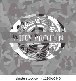 Whey Protein grey camouflage emblem
