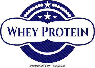 Whey Protein jean or denim emblem or badge background