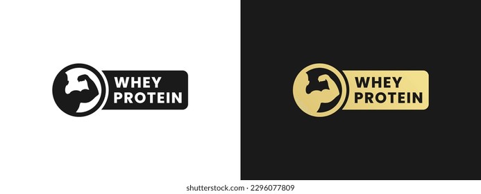 Whey Protein Label or Whey Protein Icon Vector Isolated in Flat Style. Whey protein label vector for product packaging design element. Simple whey protein icon vector isolated.