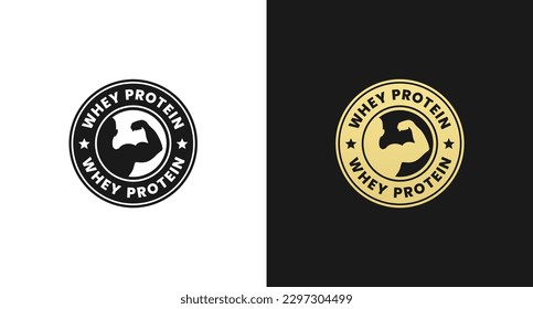 Whey Protein Label or Whey Protein Symbol Vector Isolated in Flat Style. Whey protein label vector for product packaging design element. Best whey protein Symbol vector isolated.