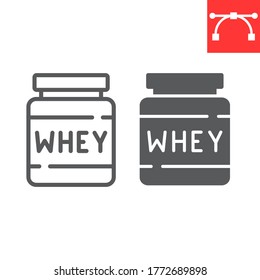 Whey Protein Line And Glyph Icon, Fitness And Diet, Supplements Sign Vector Graphics, Editable Stroke Linear Icon, Eps 10