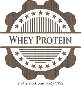 Whey Protein realistic wooden emblem