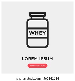 whey protein vector icon, bodybuilding symbol. Modern, simple flat vector illustration for web site or mobile app