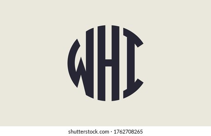 WHI Circle Emblem Abstract Monogram Letter Mark Vector Logo Template