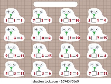 which is addition or multiplication? find and write? math worksheet for kids 