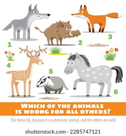 Which of the animals is wrong for all the others. Exercise for mind.