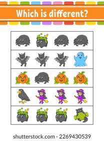Which is different. Educational activity worksheet for kids and toddlers. Game for children. Vector illustration.