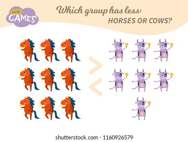 Which group has less, education game for children. Farm Animals