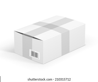 Whie blank cardboard package  box. Vector illustration,