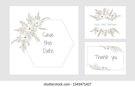 WHILD GRASS AND FLOWER FRAME COLLECTION FOR BOHEMIAN WEDDING AND DECORATION