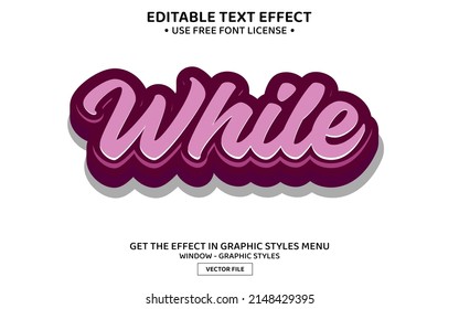 While 3D editable text effect template