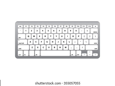 While Silver Keyboard QWERTY - Isolated Vector Illustration 