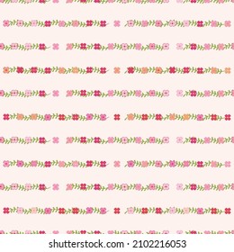 whimscial, cute flower and vine leaves in a seamless repeat background pattern 