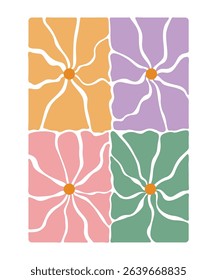 Whimsical Abstract Boho Flowers Vector Design

