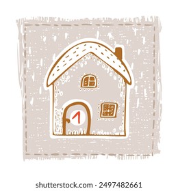 Whimsical Advent Calendar cottage door with numbers for december festive Christmas countdown . Winter holiday social media promotion campaign festive sales and cute hand drawn festive home card design