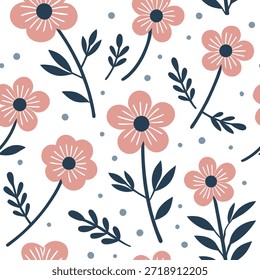 Whimsical Anemone seamless pattern with playful elements and soft colors on white concept as Playful whimsical Anemone flowers with soft pastel colors creating fun seamless pattern ideal for creative projects in Photo Stock Concept and empty space on the left side,no text --ar 7:2 --tile
