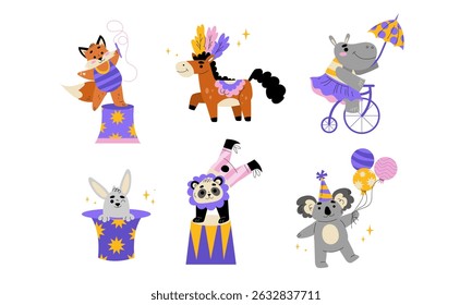 Whimsical Animal Performers Dressed in Colorful and Vibrant Costumes for Entertainment
