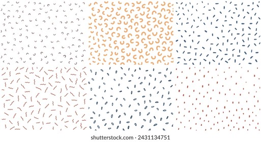 Whimsical array: uneven specks, sparse confetti, swirling sprinkles, falling speckle. Doodle glaze donut pattern. Vector illustration