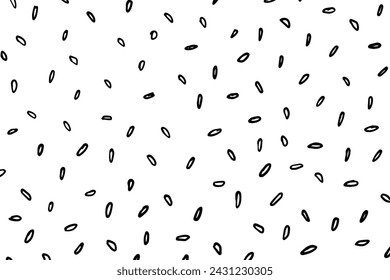 Whimsical array: uneven specks, sparse confetti, swirling sprinkles, falling speckle, in a doodle glaze donut pattern. Vector background