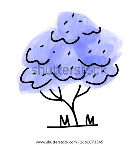 A whimsical artistic depiction of a blossoming tree, evokes a sense of springtime, growth, and natural beauty. The illustrated rendering showcases a harmonious blend of playful artistry.