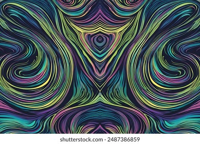 Arte vectorial de patrón de remolino de Aurora Borealis caprichoso - impresionante diseño Abstractas con senderos de luz vívida inspirado en las auroras boreales