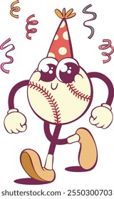 Personaje fantástico de dibujos animados de pelota de béisbol caprichoso