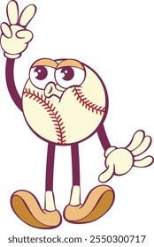 Personaje fantástico de dibujos animados de pelota de béisbol caprichoso