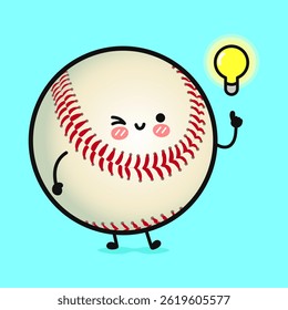 A whimsical Baseball character with a lightbulb expressing a bright new idea, perfect for any project.
