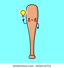 A whimsical Baseball character with a lightbulb expressing a bright new idea, perfect for any project.