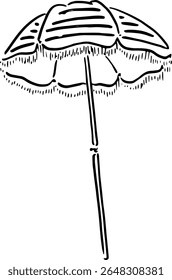 Whimsical Beach Umbrella Sketch for Travel Packaging