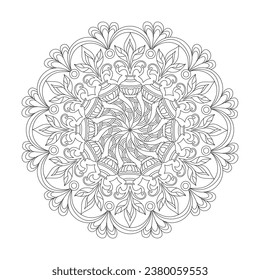 Whimsical beauty adult mandala coloring book page for kdp book interior. Peaceful Petals, Ability to Relax, Brain Experiences, Harmonious Haven, Peaceful Portraits, Blossoming Beauty mandala design.