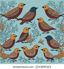 A whimsical bird pattern, with whimsical illustrations of birds in quirky poses, adding a touch of whimsy and playfulness.