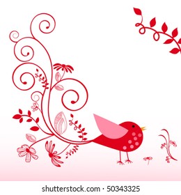 Whimsical bird - tail flourish