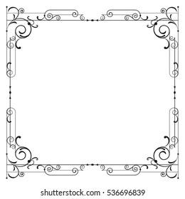 Whimsical black square frame with vignettes. 