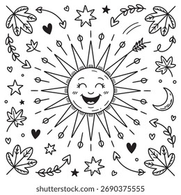 Whimsical Schwarz und Weiß Doodle Muster Design