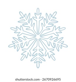 Caprichoso copo de nieve de plata azul. Cristal de hielo de invierno congelado. Escritura a mano de encaje de estilo victoriano de filigrana. Navidades alegres y elemento de diseño feliz del año Nuevo. Copo de nieve de lujo dibujado a mano