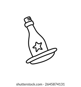 Whimsical Bottle with Star Emblem and Wide Base, Angled Design