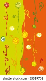 whimsical bright flowers and swirls (vector)