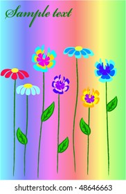 whimsical bright flowers and swirls (vector)