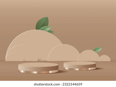 Whimsical Brown Cylinder Podiums - Modern Cartoon-Style Decorations for a Playful Vibe